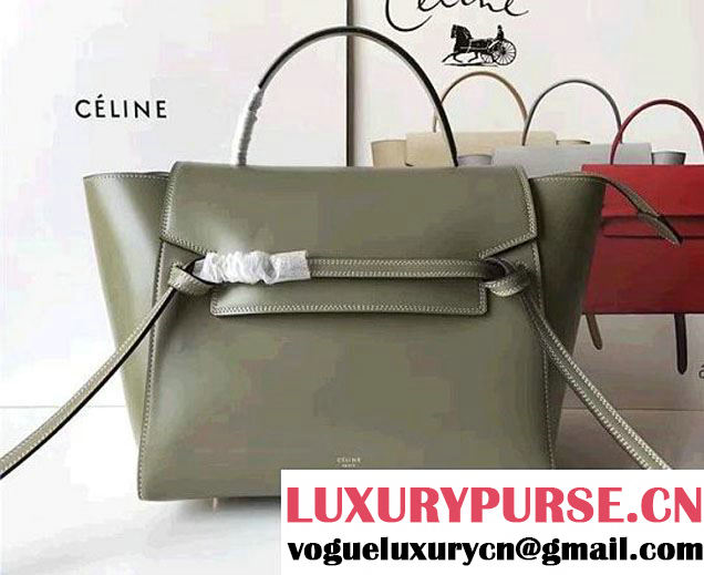 Celine Belt Tote Small Bag in Original Smooth Leather Olive