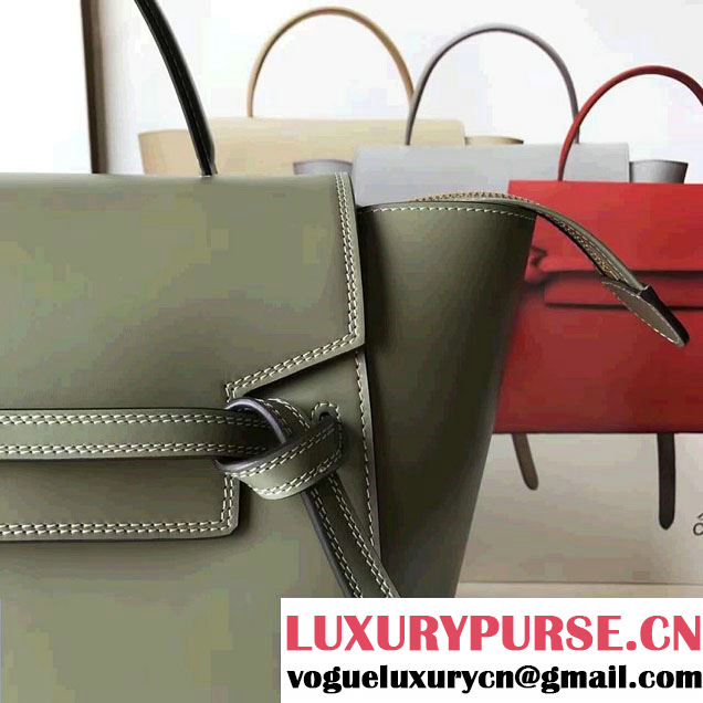 Celine Belt Tote Small Bag in Original Smooth Leather Olive