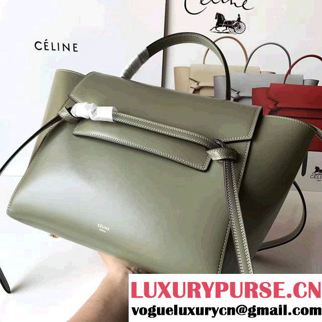 Celine Belt Tote Small Bag in Original Smooth Leather Olive