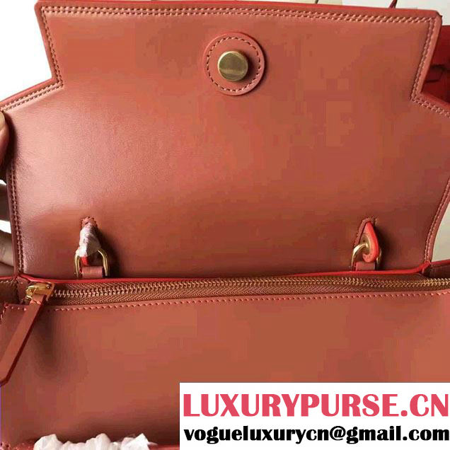 Celine Belt Tote Small Bag in Original Smooth Leather Brick Red