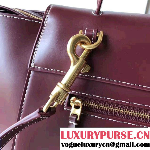 Celine Belt Tote Quilting Small Bag in Original Smooth Leather Burgundy