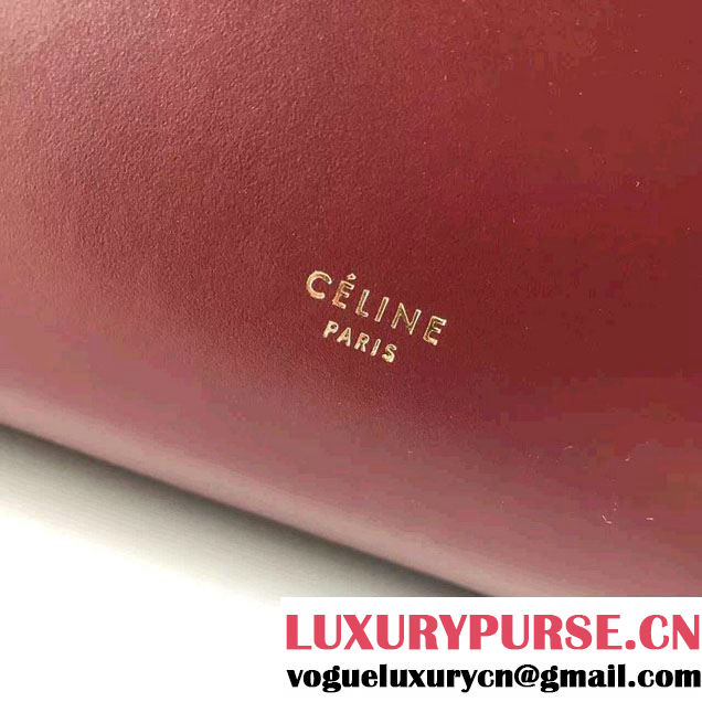 Celine Belt Tote Quilting Small Bag in Original Smooth Leather Burgundy