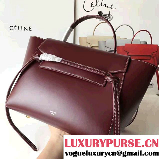 Celine Belt Tote Quilting Small Bag in Original Smooth Leather Burgundy