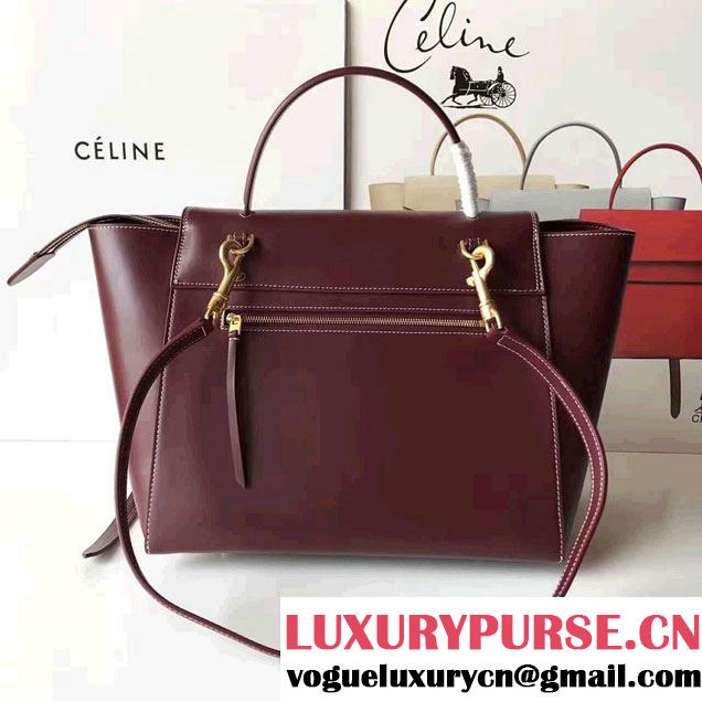 Celine Belt Tote Quilting Small Bag in Original Smooth Leather Burgundy