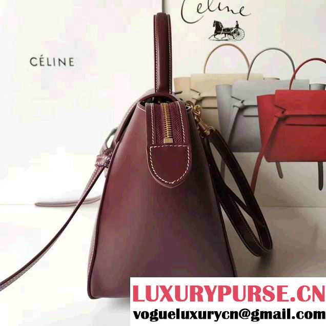 Celine Belt Tote Quilting Small Bag in Original Smooth Leather Burgundy