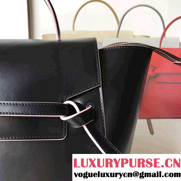 Celine Belt Tote Small Bag in Original Smooth Leather Black/Pink