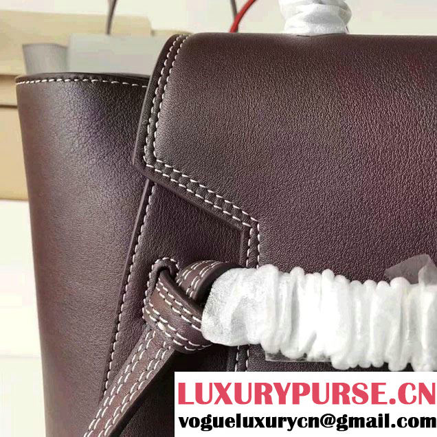 Celine Belt Tote Quilting Small Bag in Original Smooth Leather Burgundy