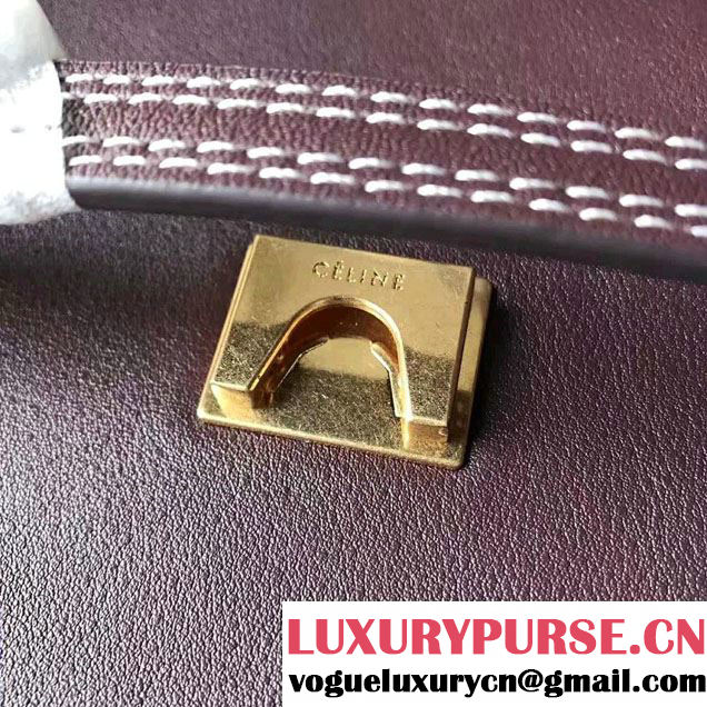 Celine Belt Tote Quilting Small Bag in Original Smooth Leather Burgundy