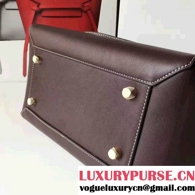 Celine Belt Tote Quilting Small Bag in Original Smooth Leather Burgundy