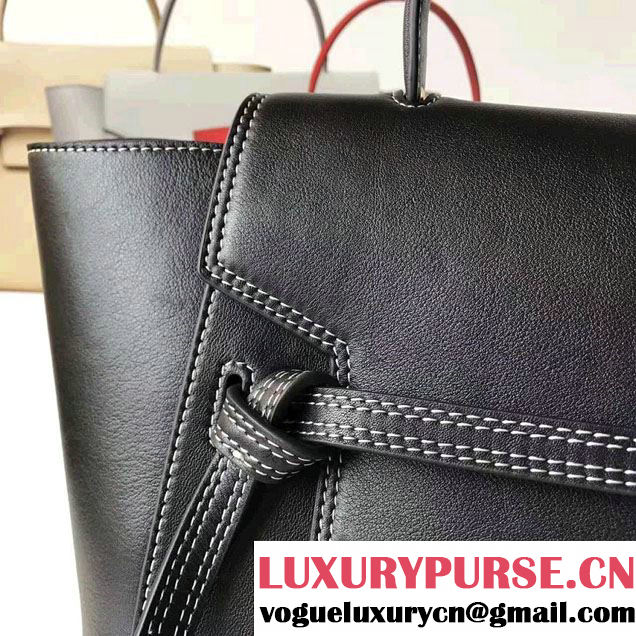 Celine Belt Tote Quilting Small Bag in Original Smooth Leather Black