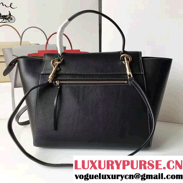 Celine Belt Tote Quilting Small Bag in Original Smooth Leather Black
