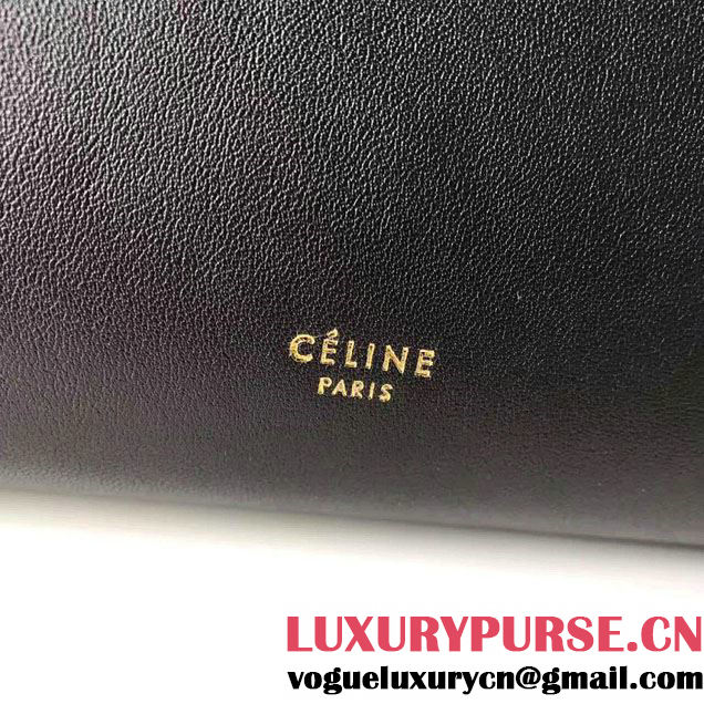 Celine Belt Tote Quilting Small Bag in Original Smooth Leather Black