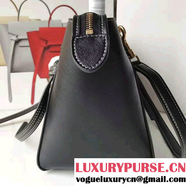 Celine Belt Tote Quilting Small Bag in Original Smooth Leather Black