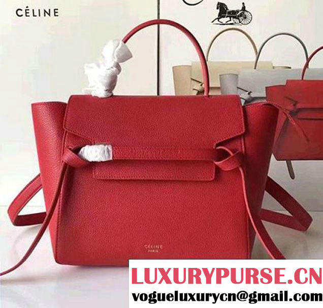 Celine Belt Tote Mini Bag in Original Clemence Leather Red