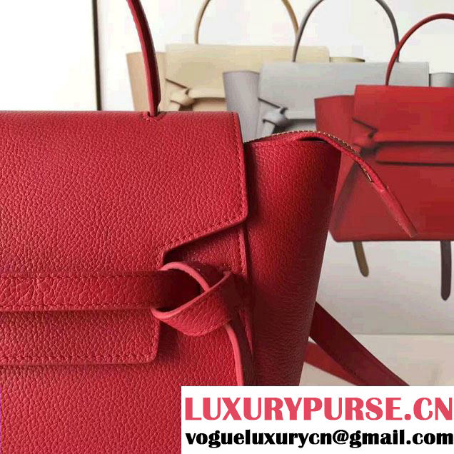 Celine Belt Tote Mini Bag in Original Clemence Leather Red