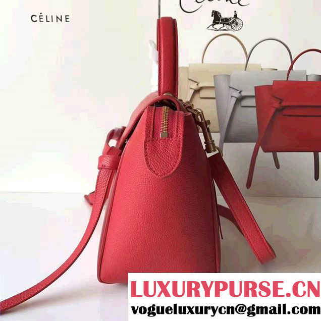 Celine Belt Tote Mini Bag in Original Clemence Leather Red