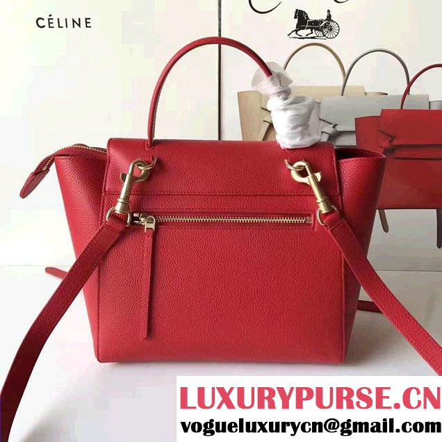 Celine Belt Tote Mini Bag in Original Clemence Leather Red