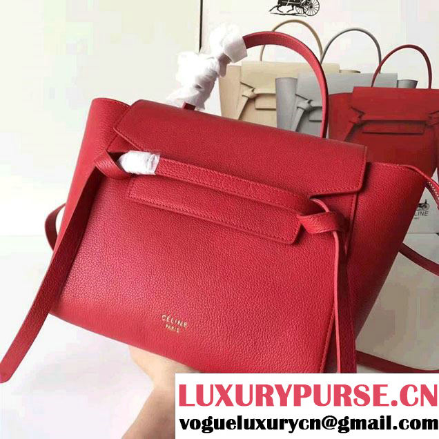 Celine Belt Tote Mini Bag in Original Clemence Leather Red