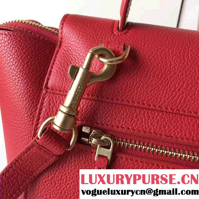 Celine Belt Tote Mini Bag in Original Clemence Leather Red