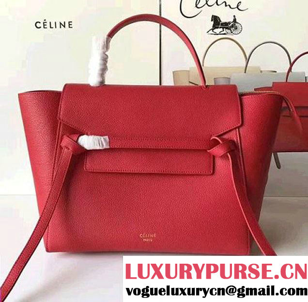 Celine Belt Tote Small Bag in Original Clemence Leather Red