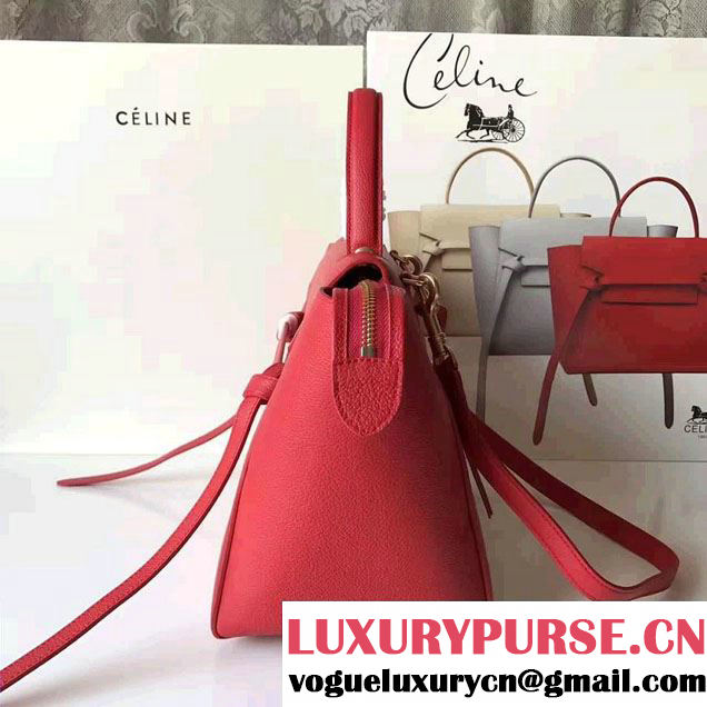 Celine Belt Tote Small Bag in Original Clemence Leather Red