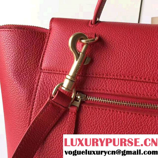 Celine Belt Tote Small Bag in Original Clemence Leather Red