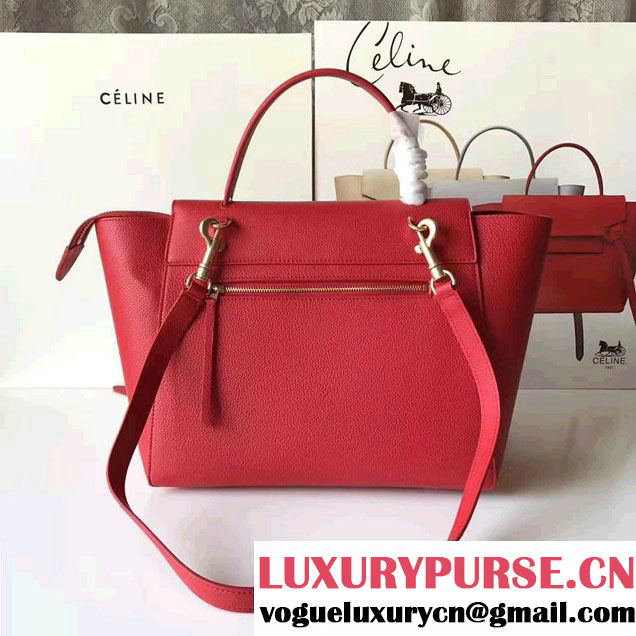 Celine Belt Tote Small Bag in Original Clemence Leather Red