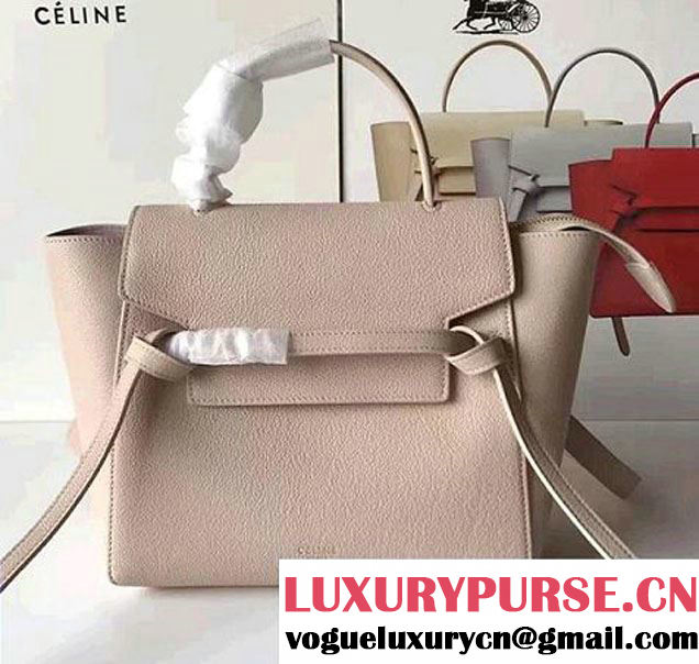 Celine Belt Tote Mini Bag in Original Clemence Leather Ice Cream