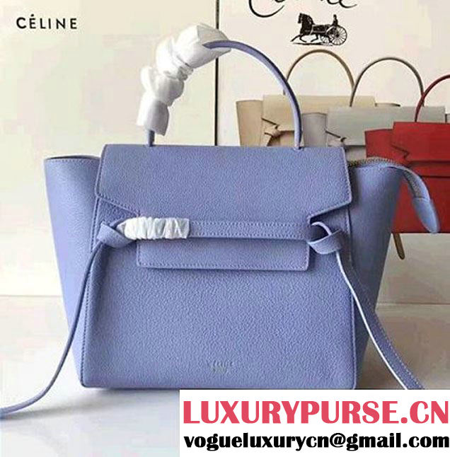 Celine Belt Tote Mini Bag in Original Clemence Leather Light Blue