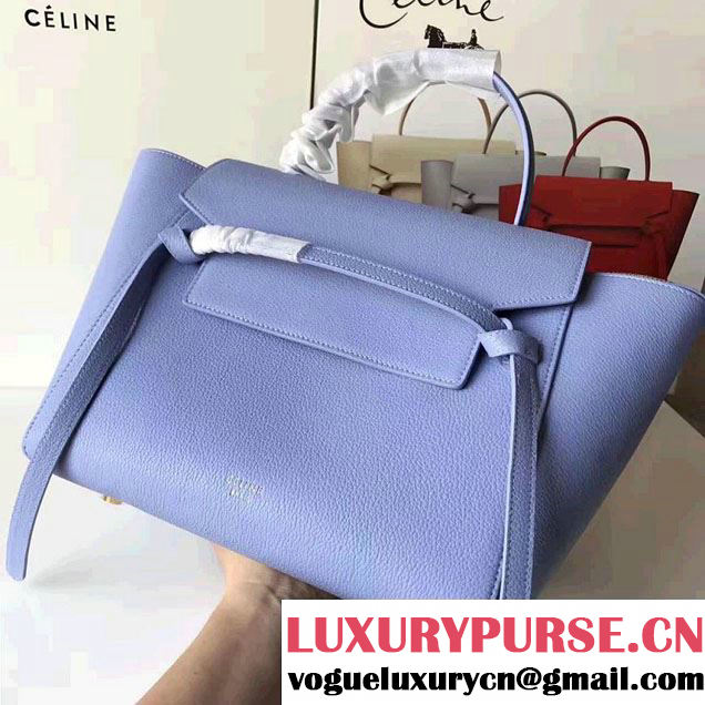 Celine Belt Tote Small Bag in Original Clemence Leather Light Blue