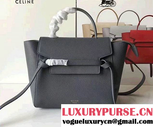 Celine Belt Tote Mini Bag in Original Clemence Leather Dark Gary