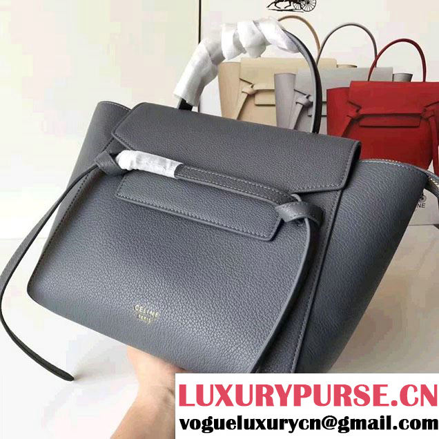 Celine Belt Tote Mini Bag in Original Clemence Leather Dark Gary