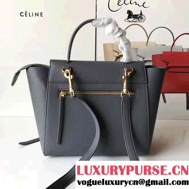 Celine Belt Tote Mini Bag in Original Clemence Leather Dark Gary