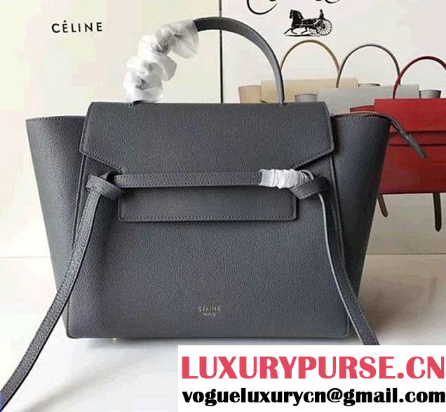 Celine Belt Tote Small Bag in Original Clemence Leather Dark Gary