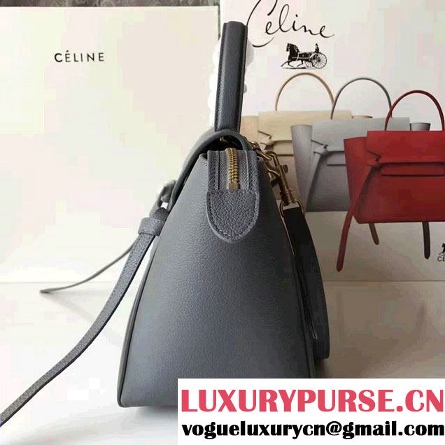 Celine Belt Tote Small Bag in Original Clemence Leather Dark Gary