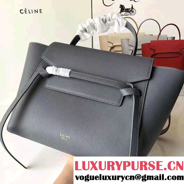 Celine Belt Tote Small Bag in Original Clemence Leather Dark Gary