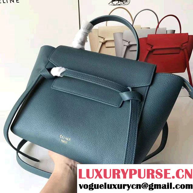 Celine Belt Tote Mini Bag in Original Clemence Leather Ice Green