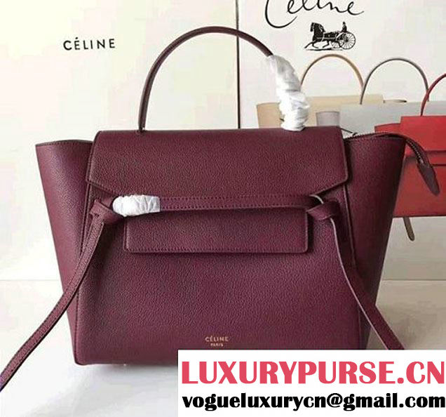 Celine Belt Tote Small Bag in Original Clemence Leather Fusia