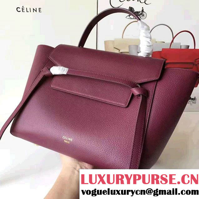 Celine Belt Tote Small Bag in Original Clemence Leather Fusia