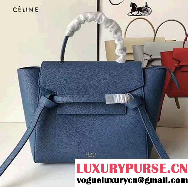 Celine Belt Tote Mini Bag in Original Clemence Leather Dark Blue