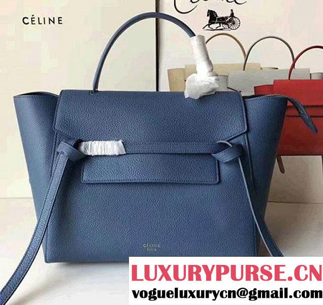 Celine Belt Tote Small Bag in Original Clemence Leather Dark Blue