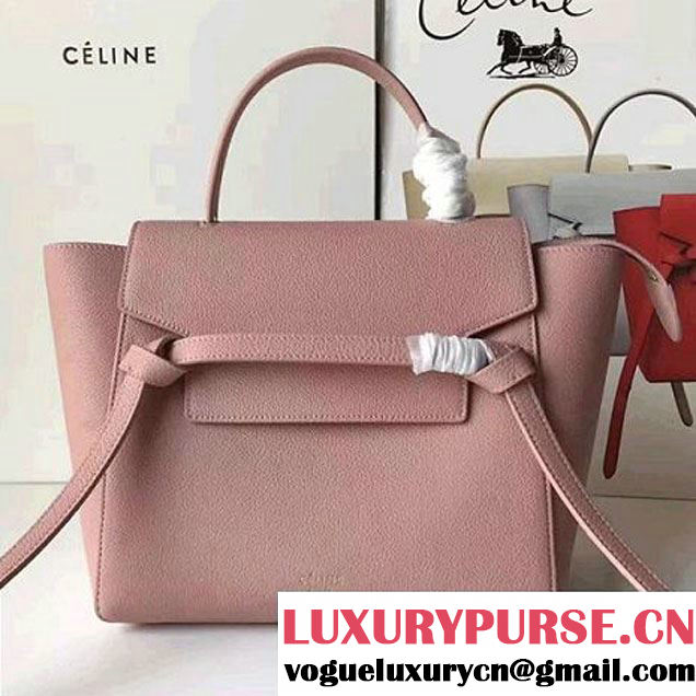 Celine Belt Tote Mini Bag in Original Clemence Leather Pink