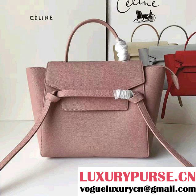 Celine Belt Tote Mini Bag in Original Clemence Leather Pink