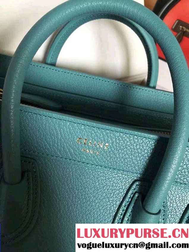 Celine Luggage Nano Tote Bag in Original Goatskin Leather Ice Green