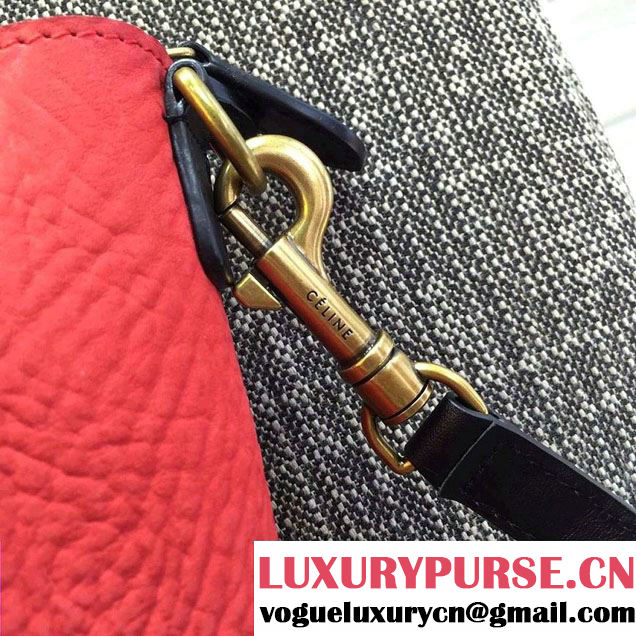 Celine Luggage Nano Tote Bag in Original Leather Navy Blue/Grained Black/Crinkle Red 2016