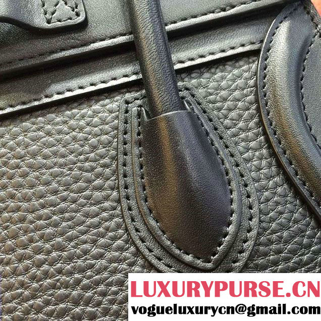 Celine Luggage Nano Tote Bag in Original Leather Navy Blue/Grained Black/Crinkle Red 2016