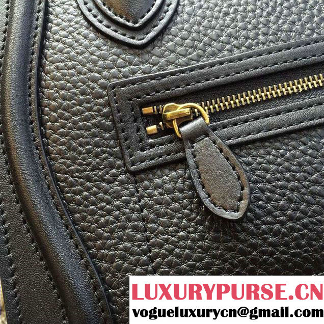 Celine Luggage Nano Tote Bag in Original Leather Navy Blue/Grained Black/Crinkle Red 2016