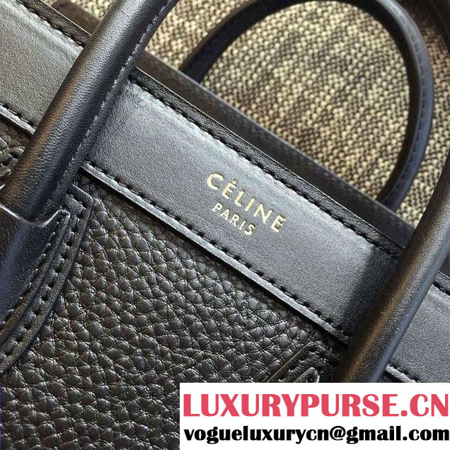 Celine Luggage Nano Tote Bag in Original Leather Navy Blue/Grained Black/Crinkle Red 2016