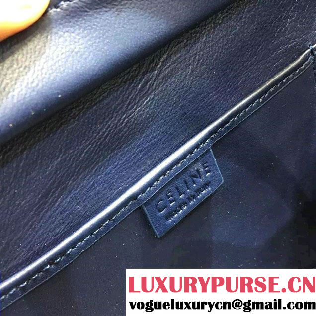 Celine Luggage Nano Tote Bag in Original Leather Navy Blue/Black/White 2016