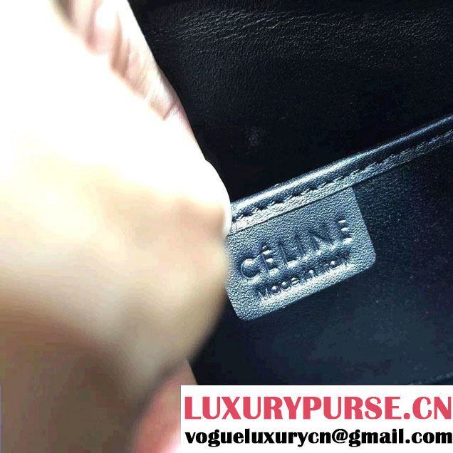 Celine Luggage Nano Tote Bag in Original Leather Black/Peach/Burgundy 2016